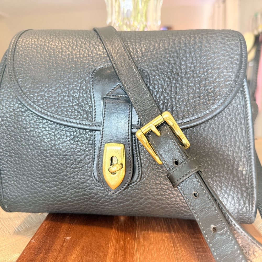 Dooney & Bourke Black Essex All Weather Leather Crossbody Bag with Gold Accents